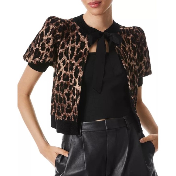 Alice + Olivia Leopard Print Cardigan - Black and Brown - Picture 13 of 13